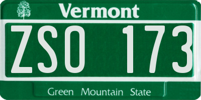 VT license plate ZSO173