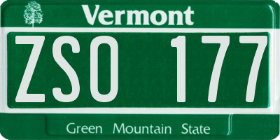 VT license plate ZSO177