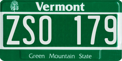 VT license plate ZSO179