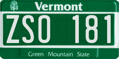 VT license plate ZSO181