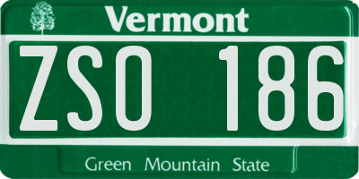 VT license plate ZSO186