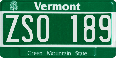 VT license plate ZSO189