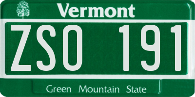 VT license plate ZSO191