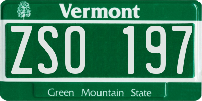 VT license plate ZSO197