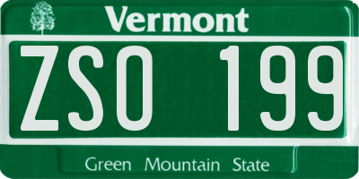 VT license plate ZSO199