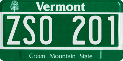 VT license plate ZSO201