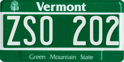 VT license plate ZSO202
