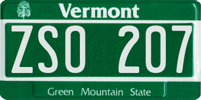 VT license plate ZSO207