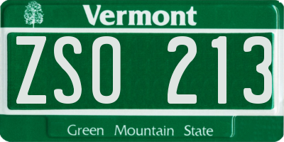 VT license plate ZSO213