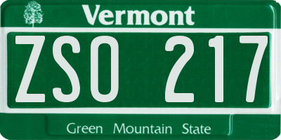 VT license plate ZSO217