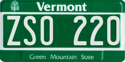 VT license plate ZSO220
