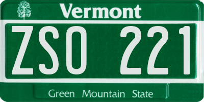 VT license plate ZSO221