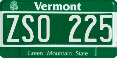 VT license plate ZSO225