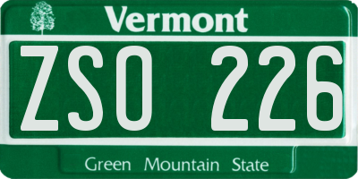 VT license plate ZSO226