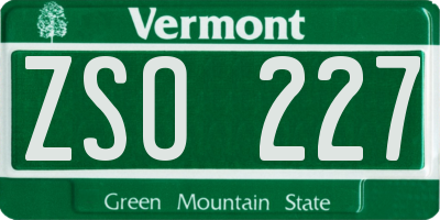 VT license plate ZSO227