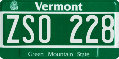 VT license plate ZSO228