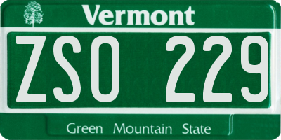 VT license plate ZSO229