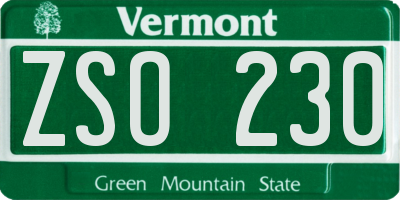 VT license plate ZSO230