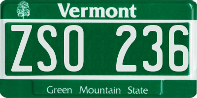 VT license plate ZSO236