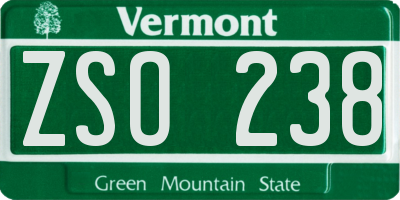 VT license plate ZSO238