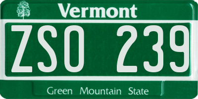 VT license plate ZSO239