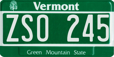VT license plate ZSO245