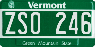 VT license plate ZSO246