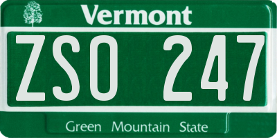 VT license plate ZSO247