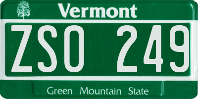 VT license plate ZSO249