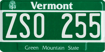 VT license plate ZSO255