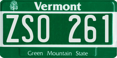 VT license plate ZSO261
