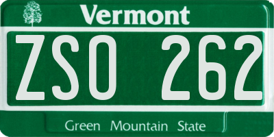 VT license plate ZSO262