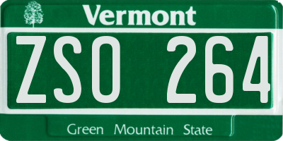 VT license plate ZSO264
