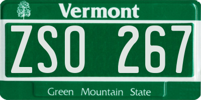 VT license plate ZSO267