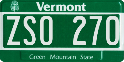 VT license plate ZSO270