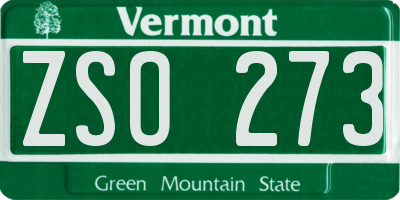 VT license plate ZSO273