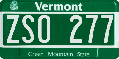 VT license plate ZSO277