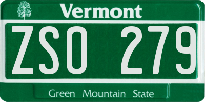 VT license plate ZSO279