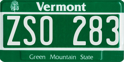 VT license plate ZSO283