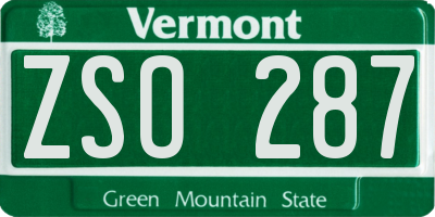 VT license plate ZSO287
