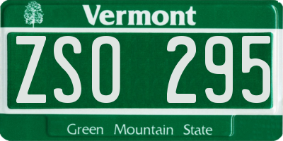 VT license plate ZSO295
