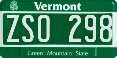 VT license plate ZSO298