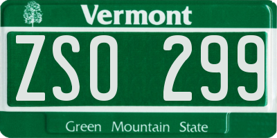 VT license plate ZSO299