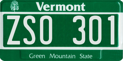 VT license plate ZSO301