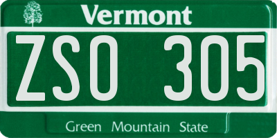 VT license plate ZSO305