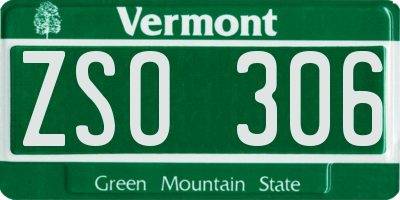 VT license plate ZSO306