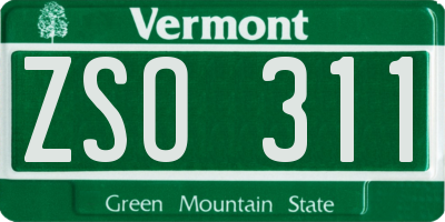 VT license plate ZSO311