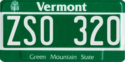 VT license plate ZSO320
