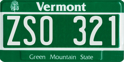VT license plate ZSO321