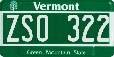 VT license plate ZSO322